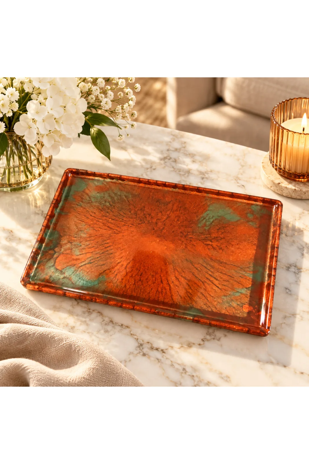 Epoksi Reçine El Yapımı Tepsi - Yen Sanat